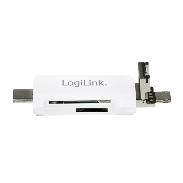 Imagine Cititor de carduri USB-C/USB-A/micro USB-B la SD/micro SD/MMC, Logilink CR0041
